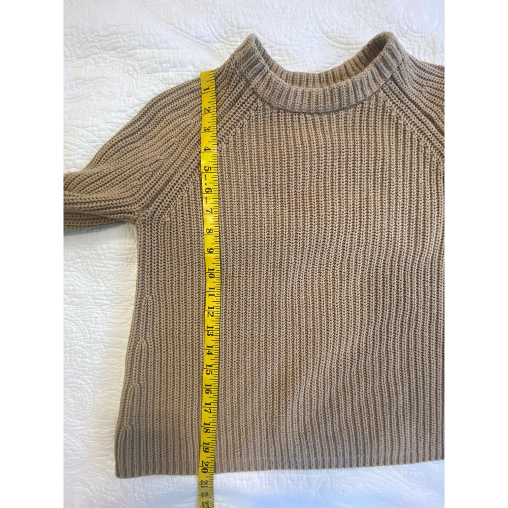 Quince Organic Cotton Fisherman Sweater Tan Camel‎ Ribbed Crewneck XS - Picture 5 of 7